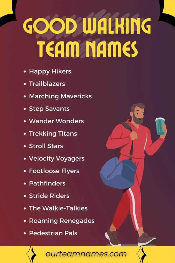 Discover 265+ cool, catchy walking team names perfect for any group challenge. Visit ourteamnames.com for inspiration! #WalkingTeam #TeamNames #CreativeWalking #FunWalks #UniqueTeams