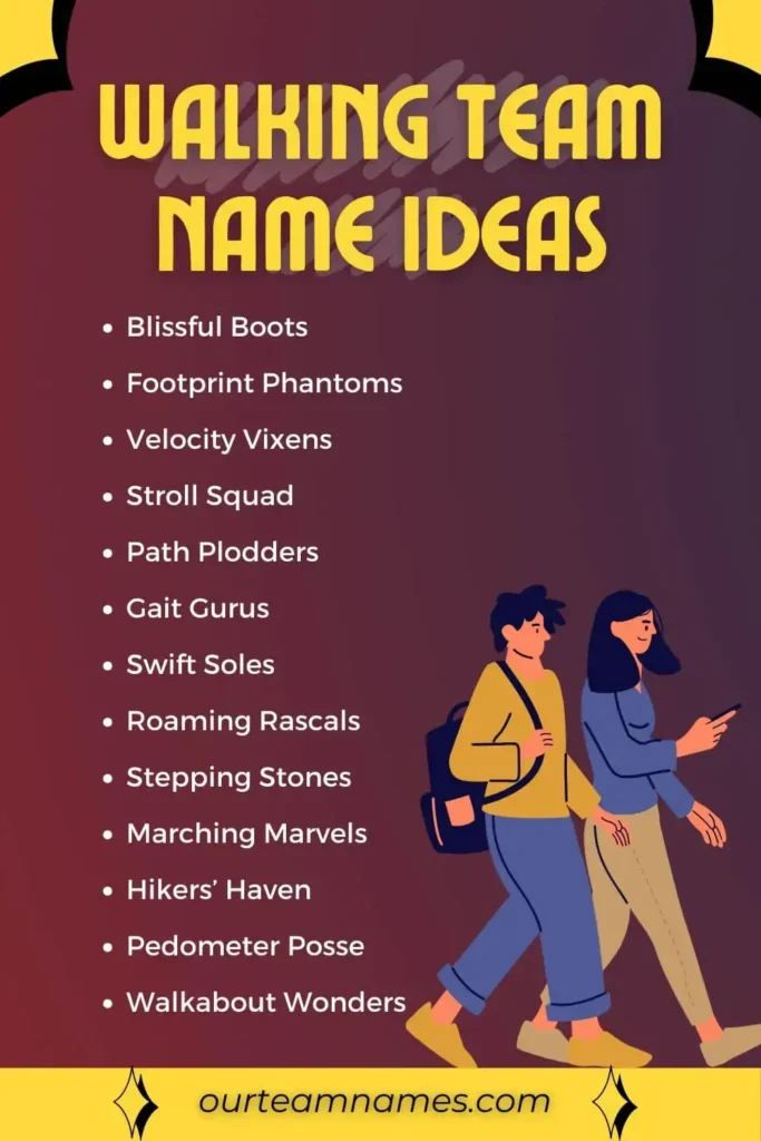 Discover 265+ cool, catchy walking team names perfect for any group challenge. Visit ourteamnames.com for inspiration! #WalkingTeam #TeamNames #CreativeWalking #FunWalks #UniqueTeams