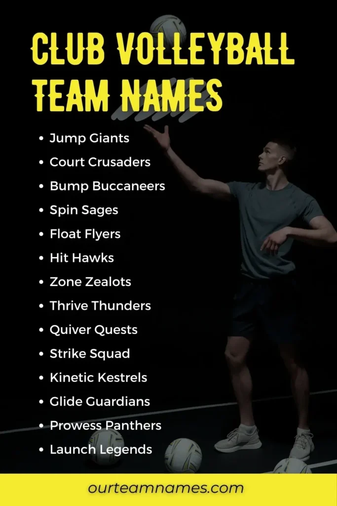 Explore 395+ creative, catchy volleyball team names at ourteamnames.com, perfect for beach, club, girls, and international squads. #VolleyballTeamNames #SpikeSpirit #BeachVolleyball #ClubTeams #FunnyPicks