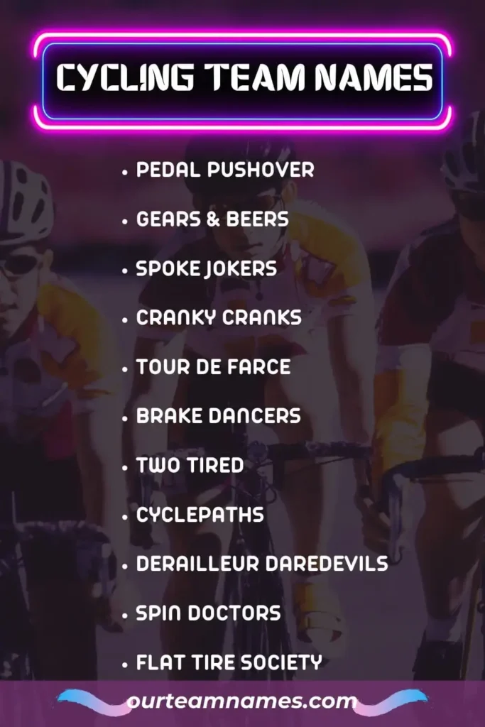 explore the best pro cycling team names & biking group ideas for memorable rides-including unique-funny-cool-and women's inspirations at ourteamnames.com. #CyclingTeamNames #BikingGroups #UniqueNames #FunnyCycling #WomenCyclists