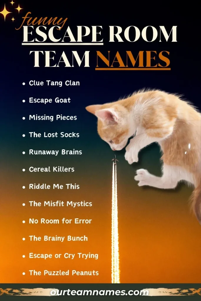 explore unique escape room team names at ourteamnames.com, perfect for any themed adventure. #TeamNames #EscapeRoom #PuzzleGames #GroupFun #OurTeamNames