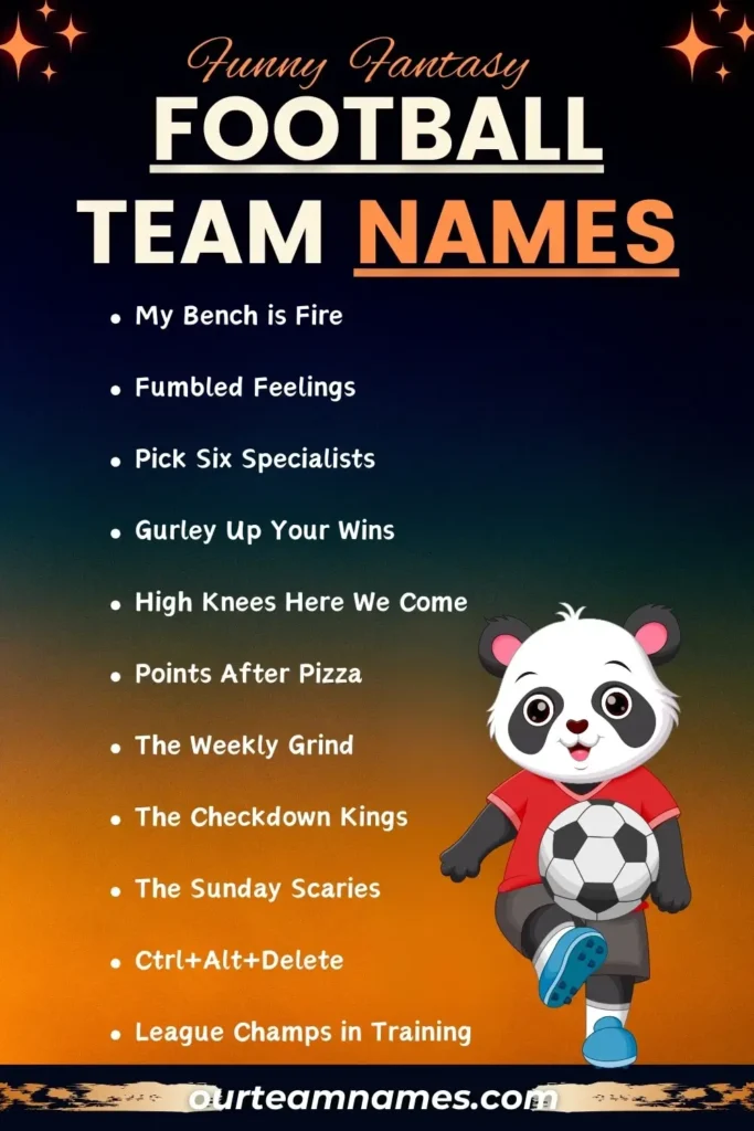 explore creative and catchy fantasy football team names at ourteamnames.com #FantasyFootball #TeamNames #FootballSeason #CreativeNames #WinningSpirit