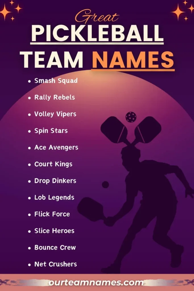 explore creative and funny pickleball team names ideas at ourteamnames.com #pickleball #teamnames #funny #unique #couples