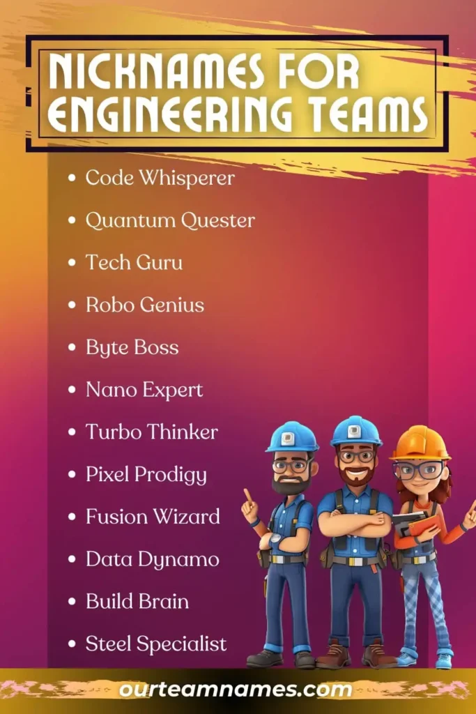 unique names for engineers ideas at ourteamnames.com. #engineering #teamnames #creative #funny #coolnames